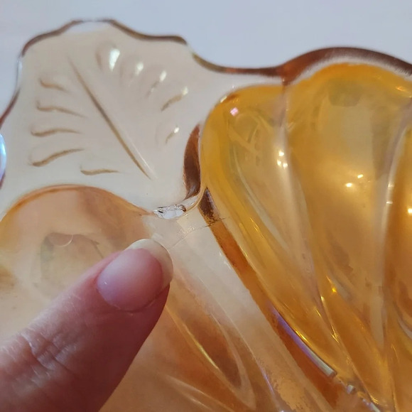 Vintage Jeanette Marigols Carnival Glass 3 Leaf Clover - Picture 11 of 12